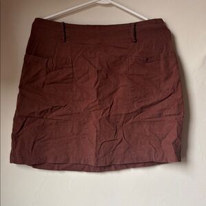 Rust brown linen mini skirt